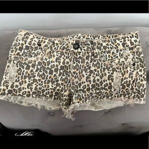 Cheetah jean shorts